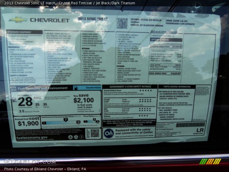 Crystal Red Tintcoat / Jet Black/Dark Titanium 2013 Chevrolet Sonic LT Hatch