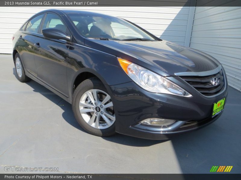 Pacific Blue Pearl / Camel 2013 Hyundai Sonata GLS