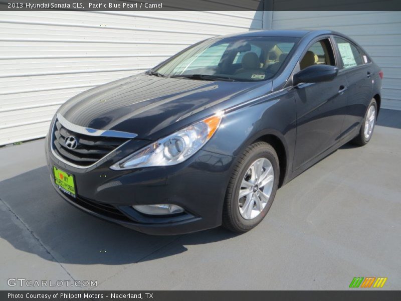 Pacific Blue Pearl / Camel 2013 Hyundai Sonata GLS