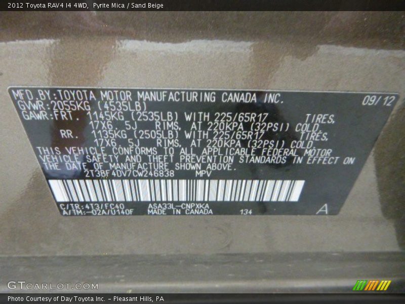 Pyrite Mica / Sand Beige 2012 Toyota RAV4 I4 4WD