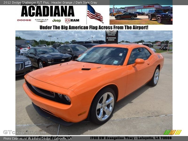 Header Orange / Dark Slate Gray 2012 Dodge Challenger R/T Plus