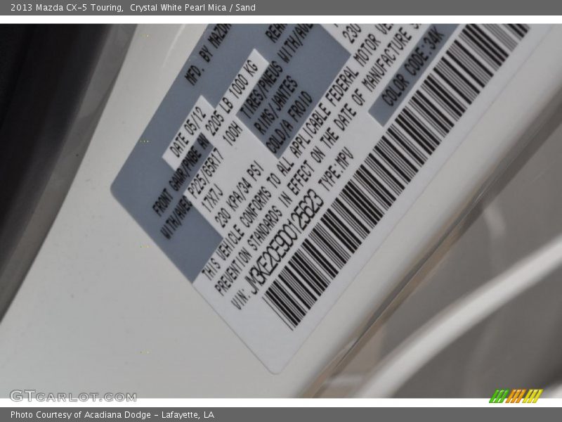 Crystal White Pearl Mica / Sand 2013 Mazda CX-5 Touring