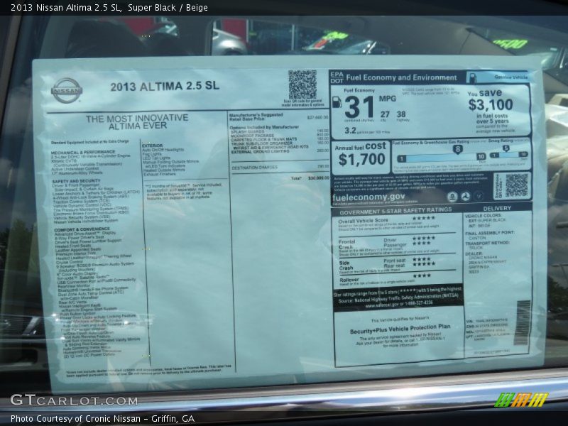 Super Black / Beige 2013 Nissan Altima 2.5 SL