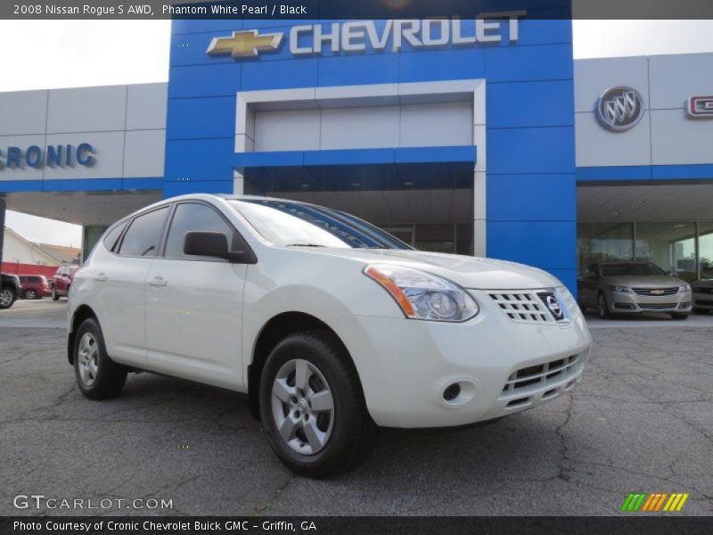 Phantom White Pearl / Black 2008 Nissan Rogue S AWD