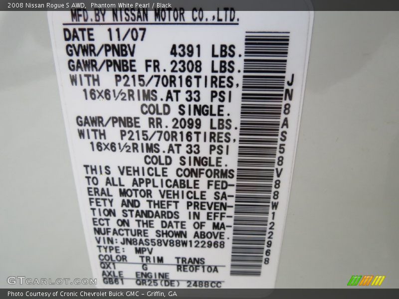 Phantom White Pearl / Black 2008 Nissan Rogue S AWD