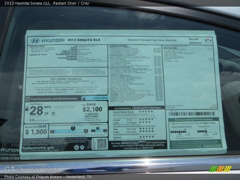 Radiant Silver / Gray 2013 Hyundai Sonata GLS