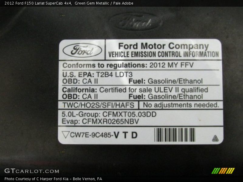 Green Gem Metallic / Pale Adobe 2012 Ford F150 Lariat SuperCab 4x4