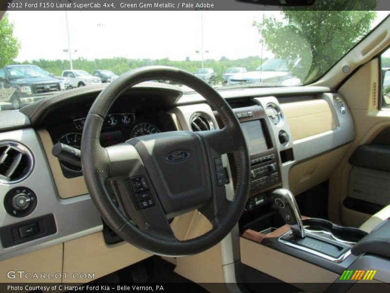 Green Gem Metallic / Pale Adobe 2012 Ford F150 Lariat SuperCab 4x4