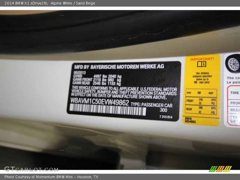 Alpine White / Sand Beige 2014 BMW X1 sDrive28i