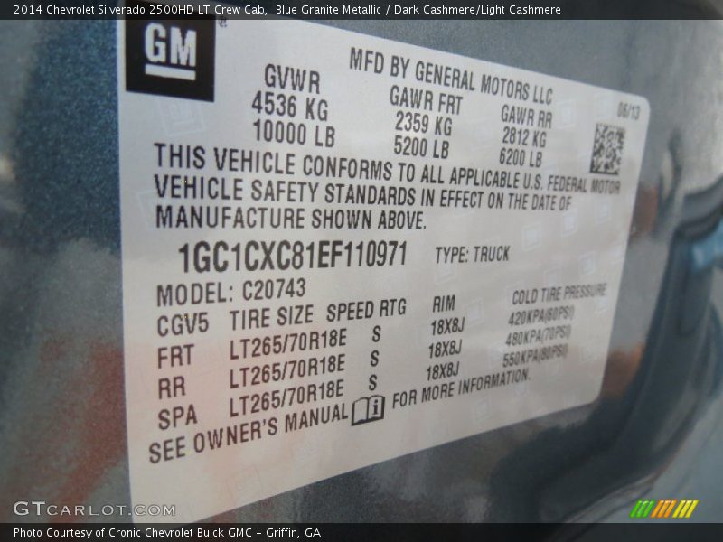 Blue Granite Metallic / Dark Cashmere/Light Cashmere 2014 Chevrolet Silverado 2500HD LT Crew Cab