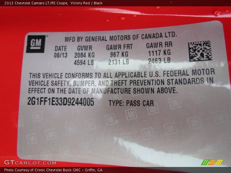 Victory Red / Black 2013 Chevrolet Camaro LT/RS Coupe