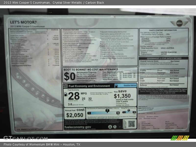 Crystal Silver Metallic / Carbon Black 2013 Mini Cooper S Countryman