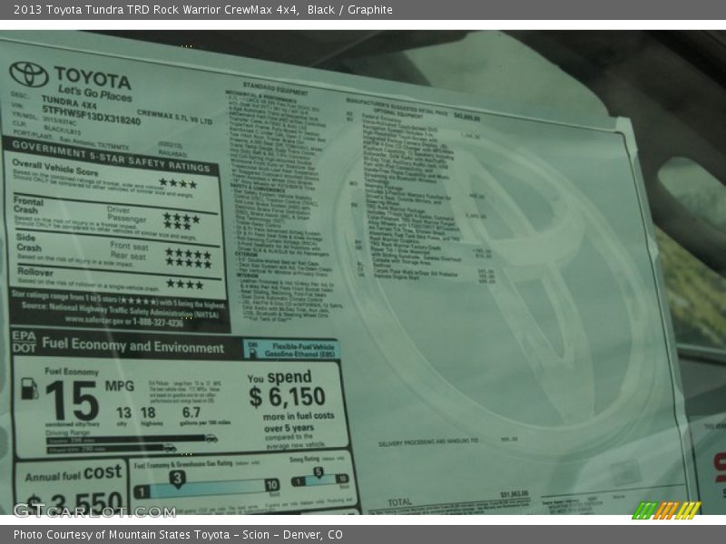 Black / Graphite 2013 Toyota Tundra TRD Rock Warrior CrewMax 4x4