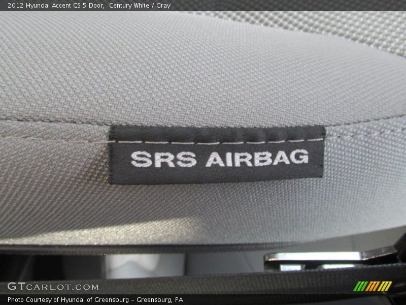 Century White / Gray 2012 Hyundai Accent GS 5 Door