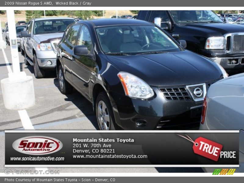 Wicked Black / Gray 2009 Nissan Rogue S AWD