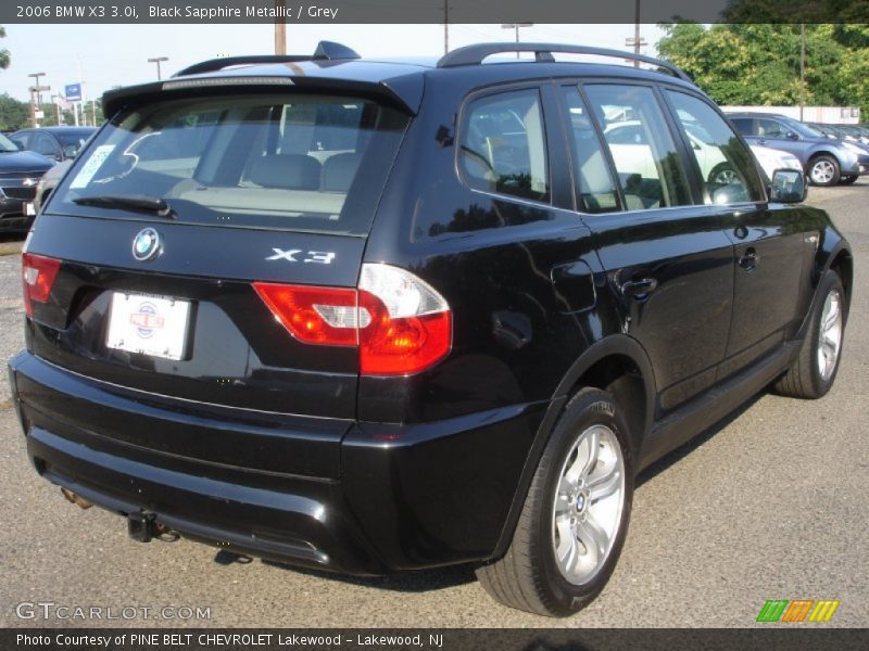 Black Sapphire Metallic / Grey 2006 BMW X3 3.0i