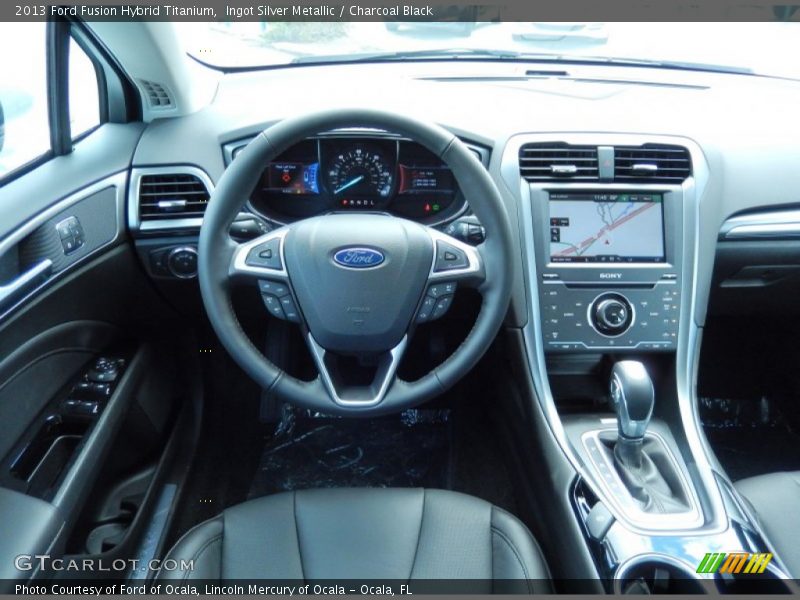 Ingot Silver Metallic / Charcoal Black 2013 Ford Fusion Hybrid Titanium