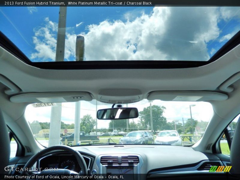 White Platinum Metallic Tri-coat / Charcoal Black 2013 Ford Fusion Hybrid Titanium
