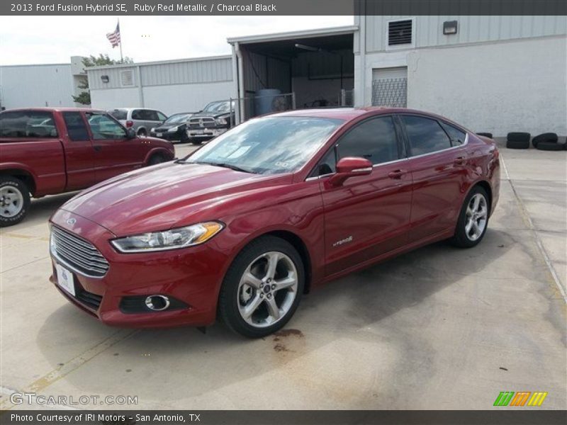 Ruby Red Metallic / Charcoal Black 2013 Ford Fusion Hybrid SE