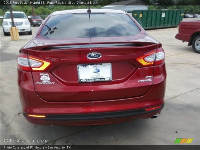 Ruby Red Metallic / Charcoal Black 2013 Ford Fusion Hybrid SE