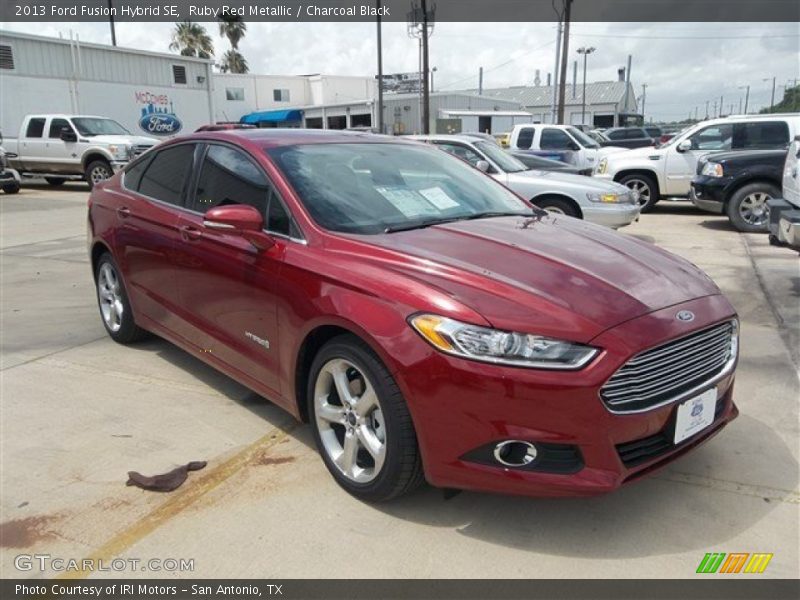 Ruby Red Metallic / Charcoal Black 2013 Ford Fusion Hybrid SE
