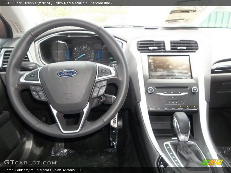 Ruby Red Metallic / Charcoal Black 2013 Ford Fusion Hybrid SE