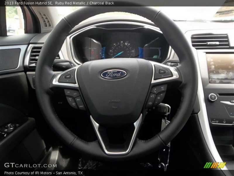 Ruby Red Metallic / Charcoal Black 2013 Ford Fusion Hybrid SE