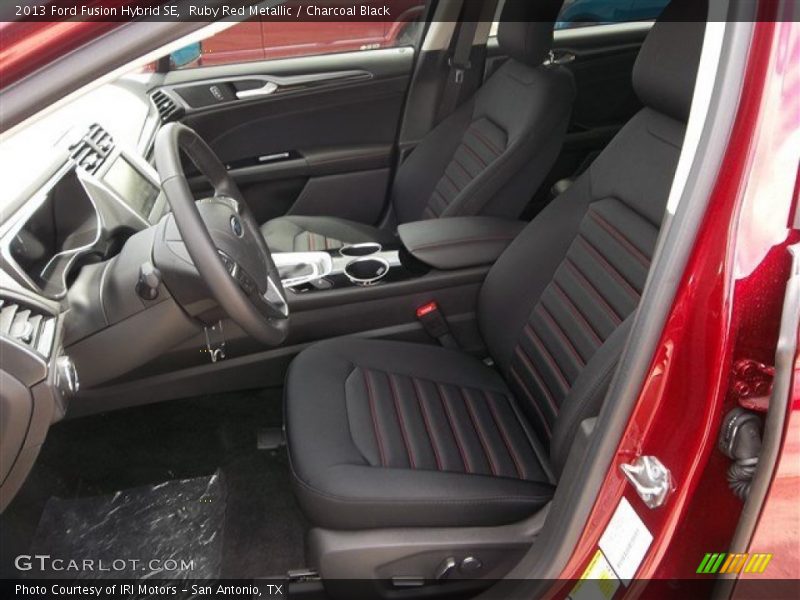Ruby Red Metallic / Charcoal Black 2013 Ford Fusion Hybrid SE