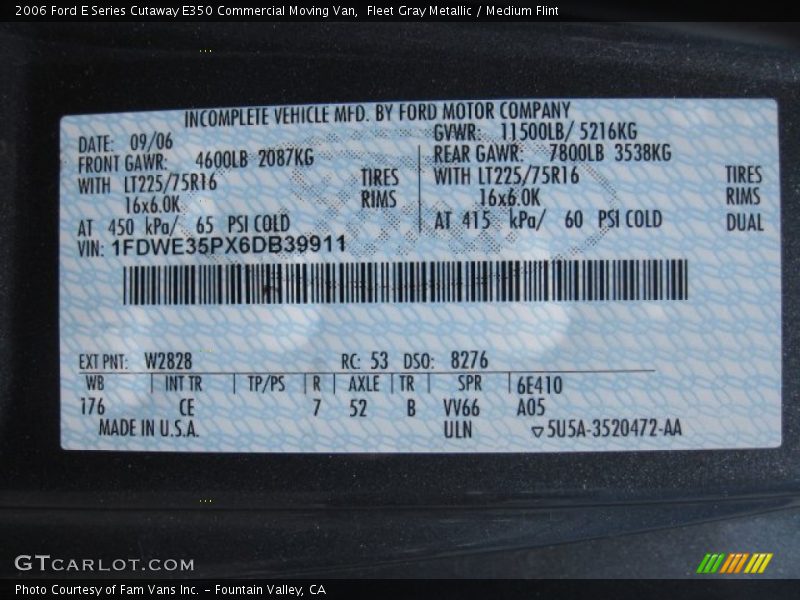 Fleet Gray Metallic / Medium Flint 2006 Ford E Series Cutaway E350 Commercial Moving Van