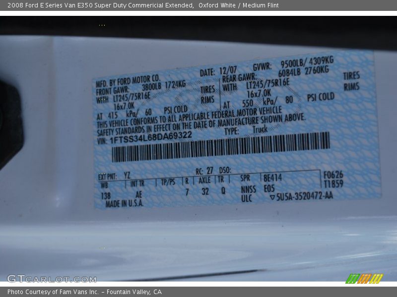 Oxford White / Medium Flint 2008 Ford E Series Van E350 Super Duty Commericial Extended