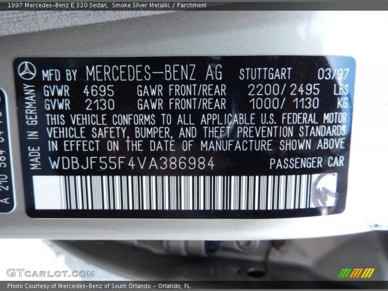 Smoke Silver Metallic / Parchment 1997 Mercedes-Benz E 320 Sedan