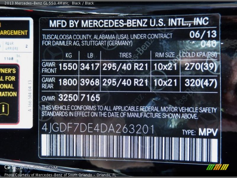 Black / Black 2013 Mercedes-Benz GL 550 4Matic