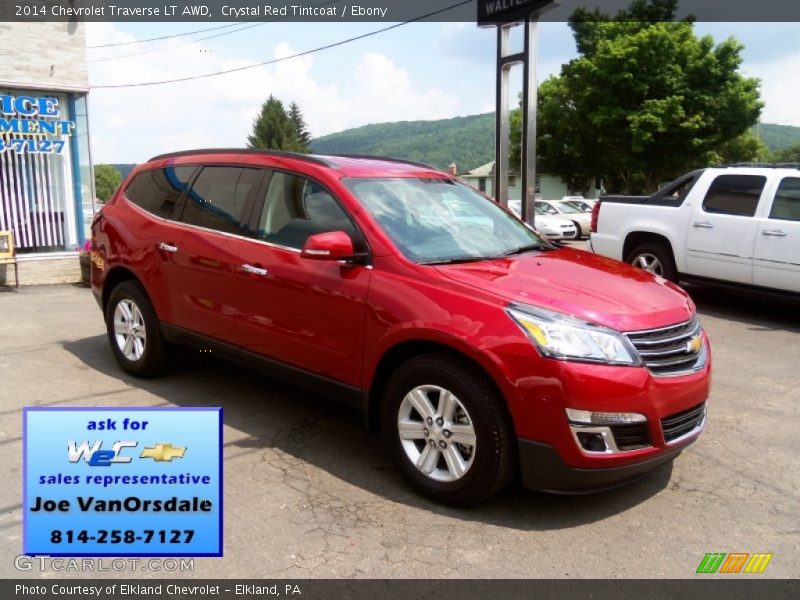 Crystal Red Tintcoat / Ebony 2014 Chevrolet Traverse LT AWD