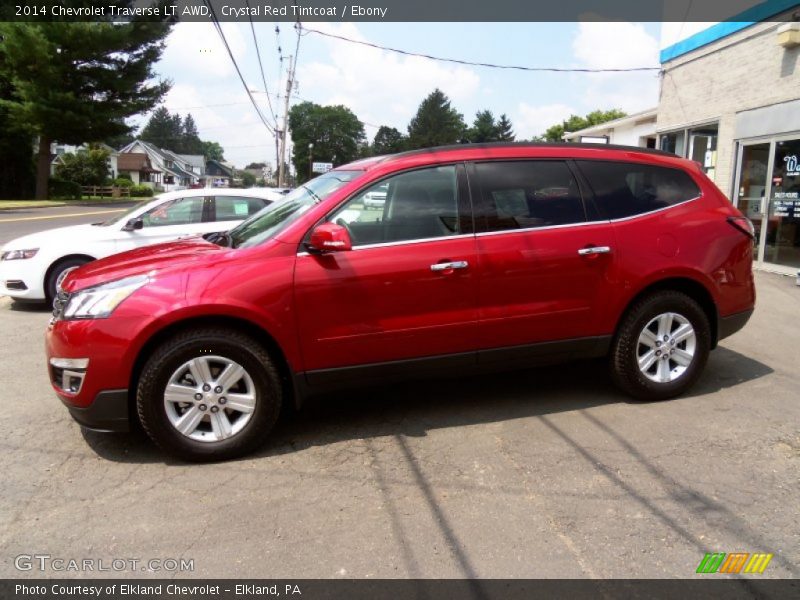 Crystal Red Tintcoat / Ebony 2014 Chevrolet Traverse LT AWD