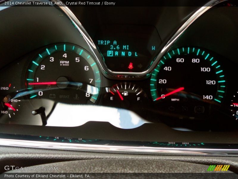 Crystal Red Tintcoat / Ebony 2014 Chevrolet Traverse LT AWD
