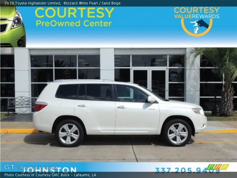 Blizzard White Pearl / Sand Beige 2010 Toyota Highlander Limited