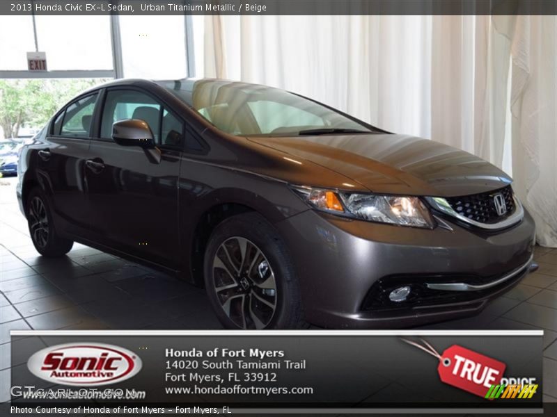 Urban Titanium Metallic / Beige 2013 Honda Civic EX-L Sedan