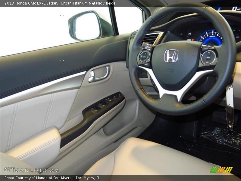 Urban Titanium Metallic / Beige 2013 Honda Civic EX-L Sedan