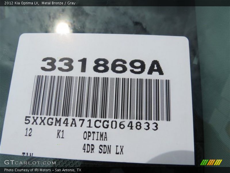 Metal Bronze / Gray 2012 Kia Optima LX