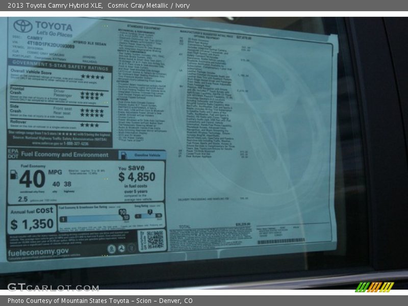Cosmic Gray Metallic / Ivory 2013 Toyota Camry Hybrid XLE