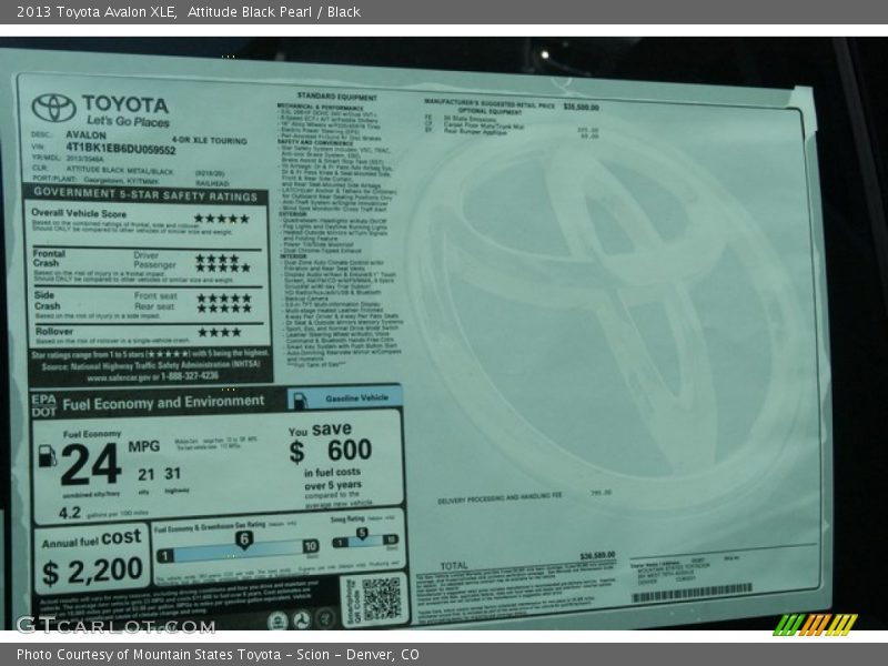 Attitude Black Pearl / Black 2013 Toyota Avalon XLE