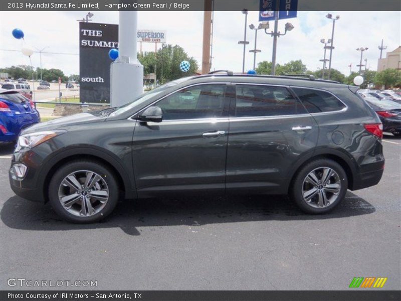 Hampton Green Pearl / Beige 2013 Hyundai Santa Fe Limited