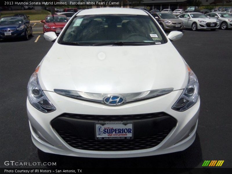 Porcelain White Pearl / Camel 2013 Hyundai Sonata Hybrid Limited
