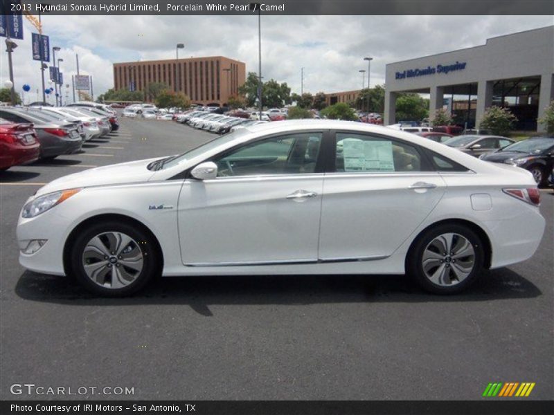 Porcelain White Pearl / Camel 2013 Hyundai Sonata Hybrid Limited