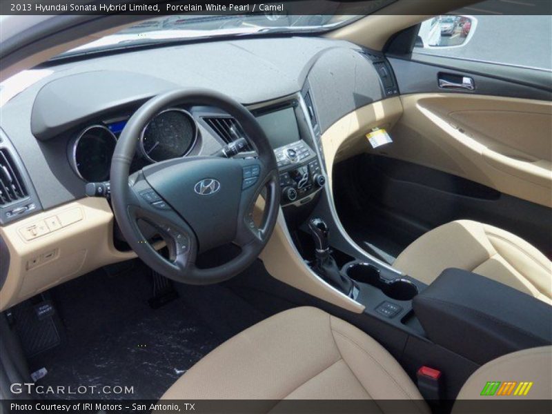 Porcelain White Pearl / Camel 2013 Hyundai Sonata Hybrid Limited