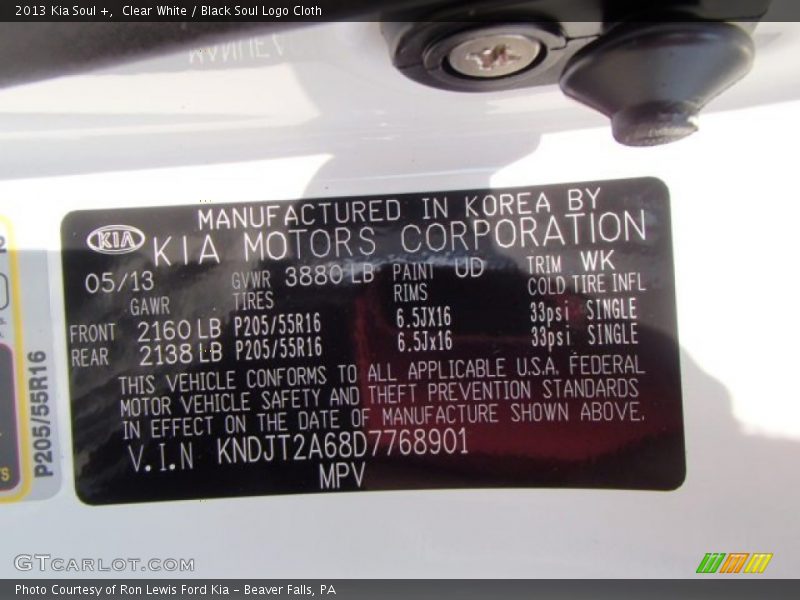 Clear White / Black Soul Logo Cloth 2013 Kia Soul +