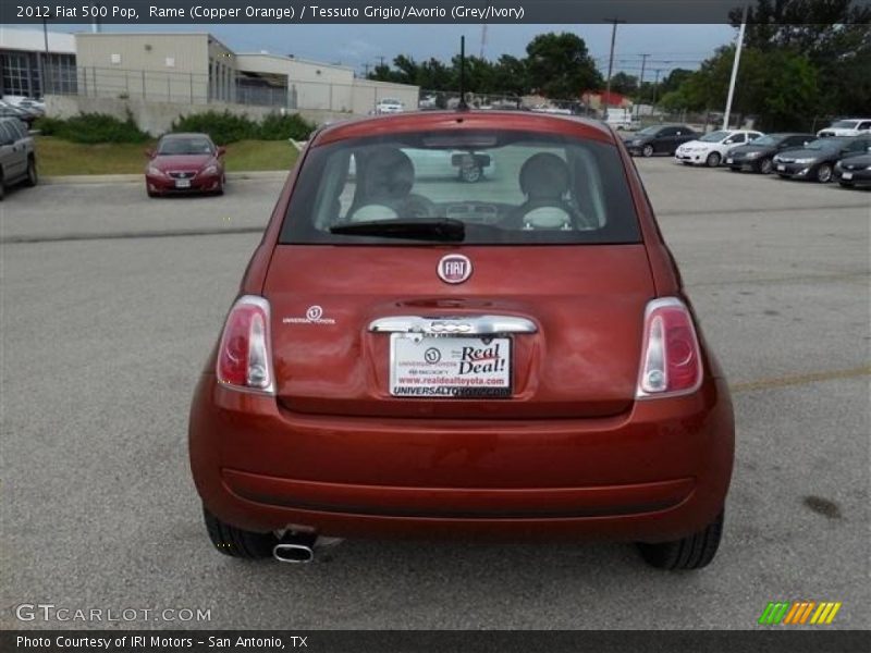Rame (Copper Orange) / Tessuto Grigio/Avorio (Grey/Ivory) 2012 Fiat 500 Pop