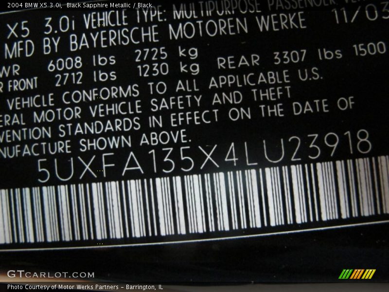 Black Sapphire Metallic / Black 2004 BMW X5 3.0i