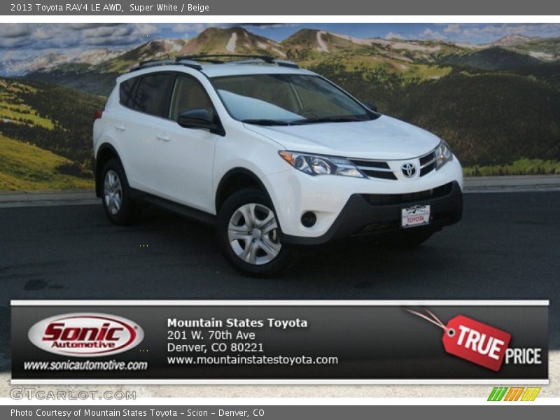 Super White / Beige 2013 Toyota RAV4 LE AWD