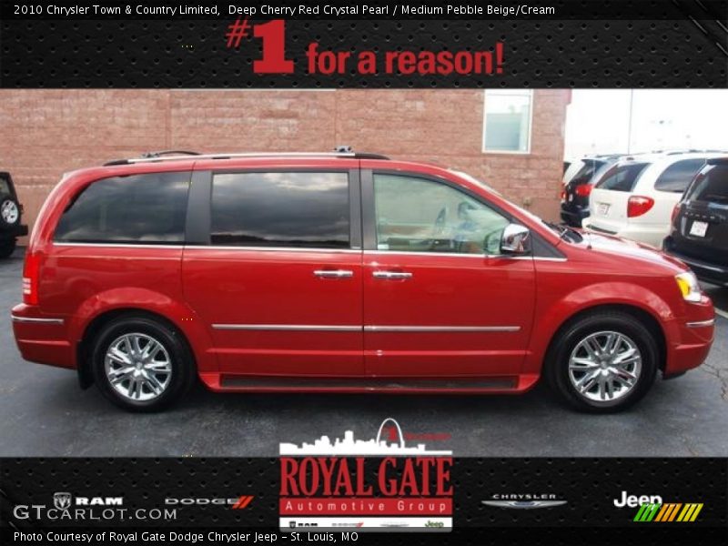 Deep Cherry Red Crystal Pearl / Medium Pebble Beige/Cream 2010 Chrysler Town & Country Limited